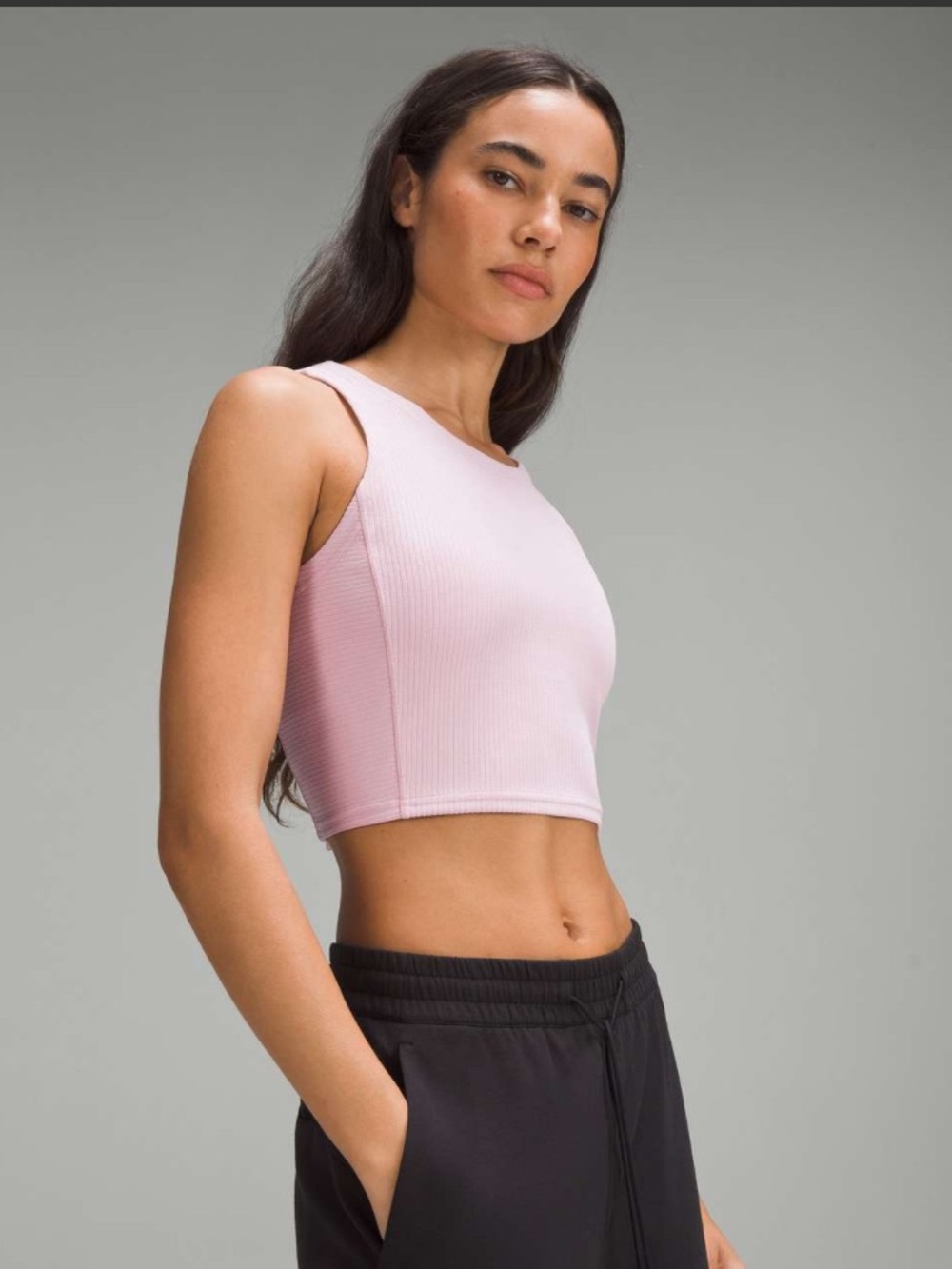 Lululemon softstream lilac ribbed cropped tank top, size 8